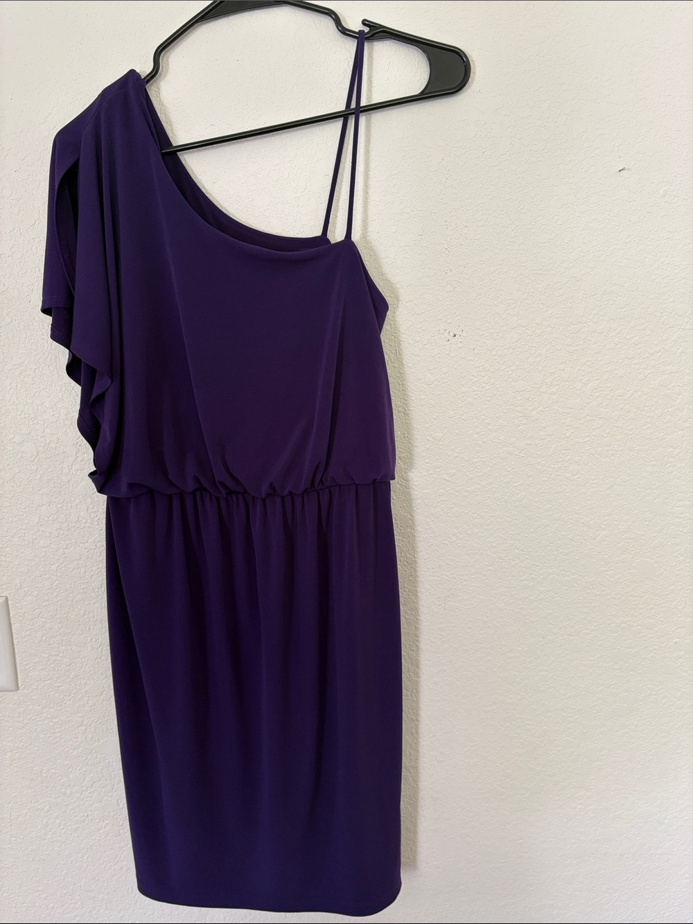 Valerie Bertinelli One-Shoulder Deep Purple Cocktail Dress